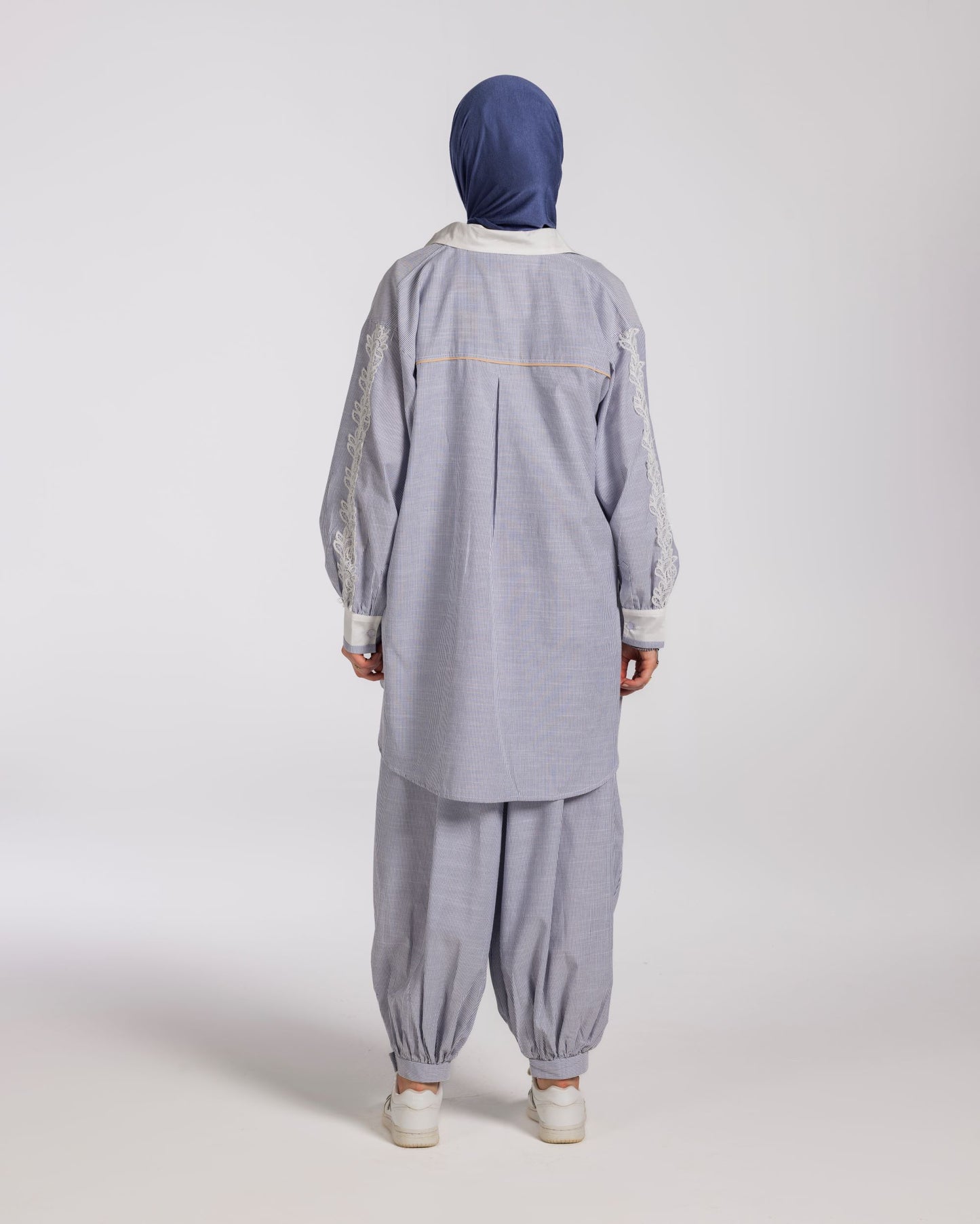 STRIPPED BALLON  COTTON SET - BLUE