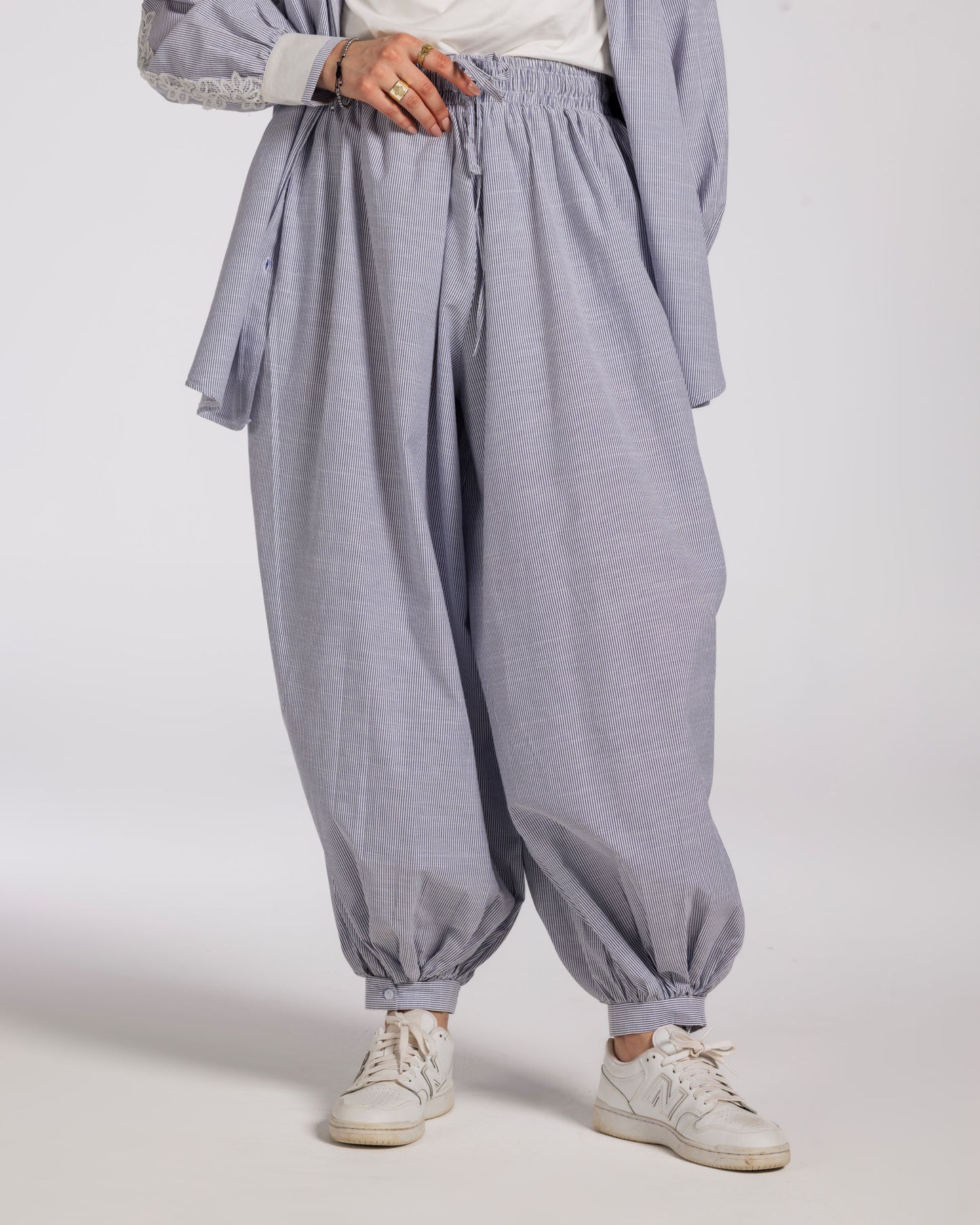 STRIPPED BALLON  COTTON SET - BLUE