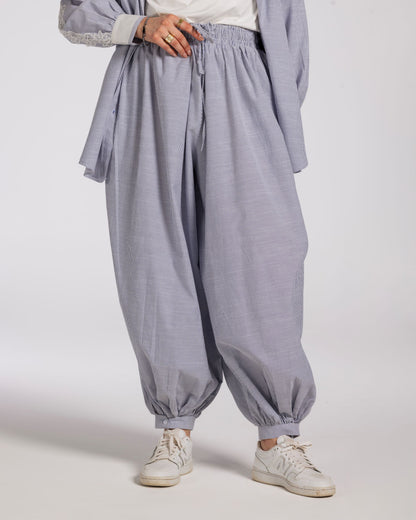 STRIPPED BALLON  COTTON SET - BLUE
