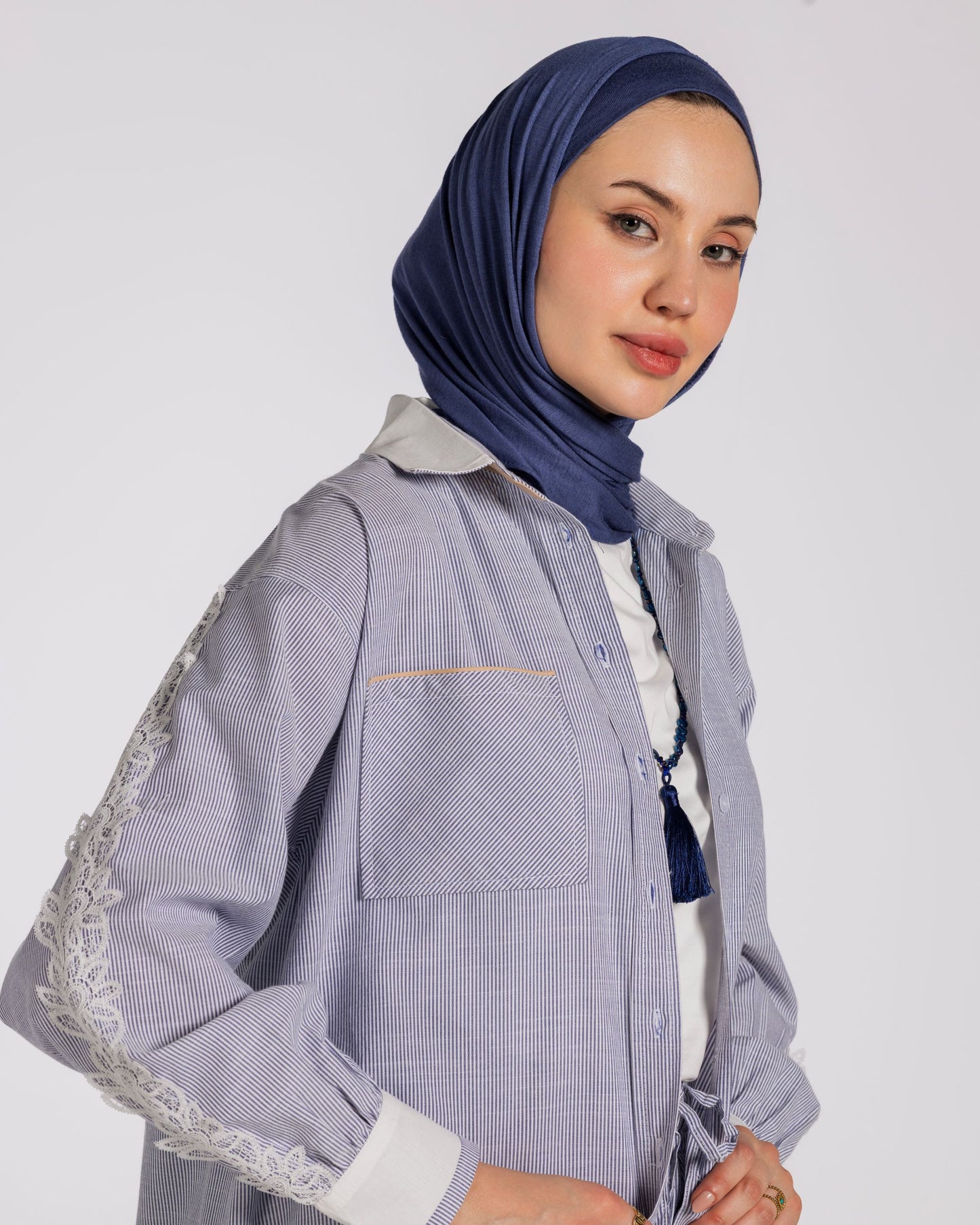 STRIPPED BALLON  COTTON SET - BLUE