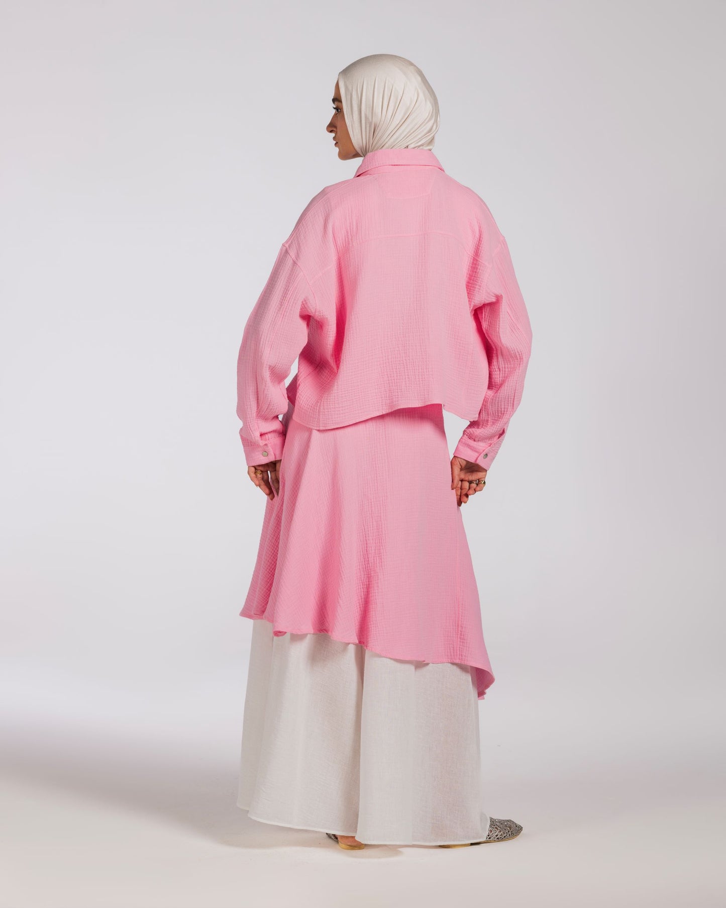 BISAN BLOUSE WITH SKIRT- PINK