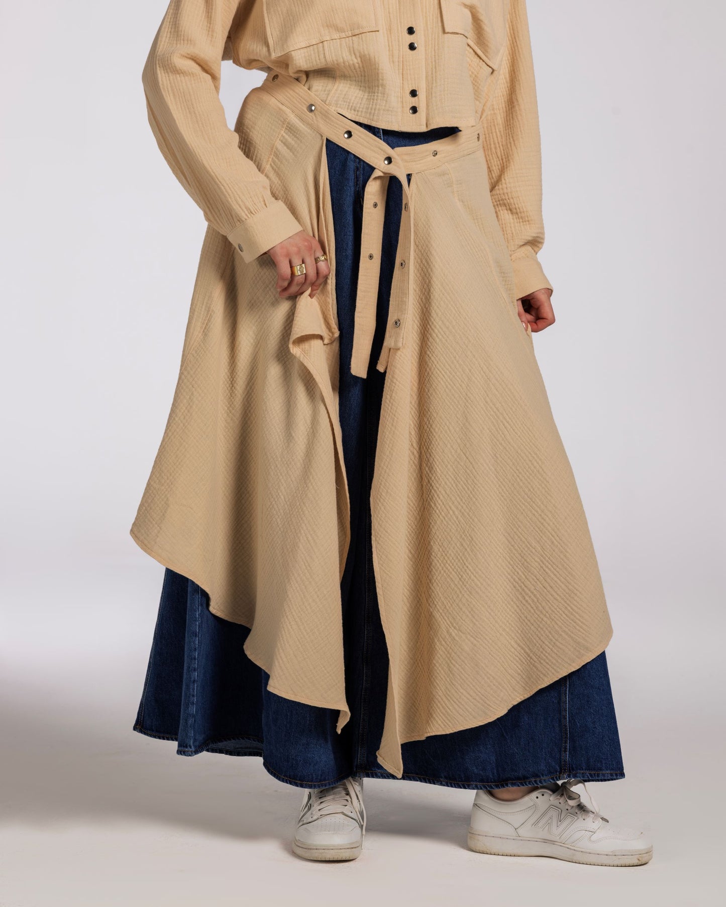 BIASN BLOUSE WITH SKIRT - BEIGE