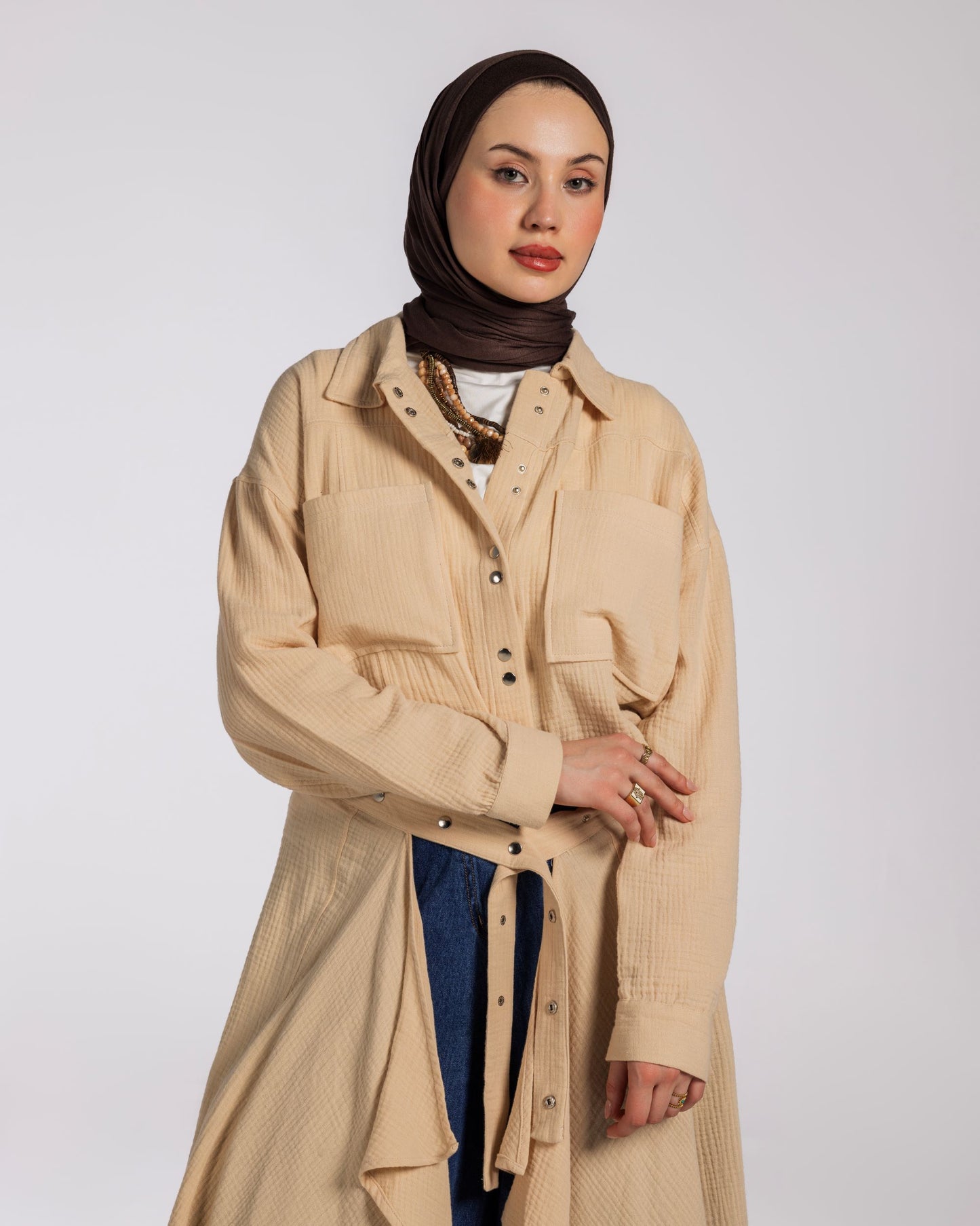 BIASN BLOUSE WITH SKIRT - BEIGE