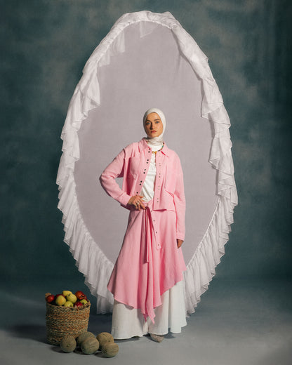 BISAN BLOUSE WITH SKIRT- PINK