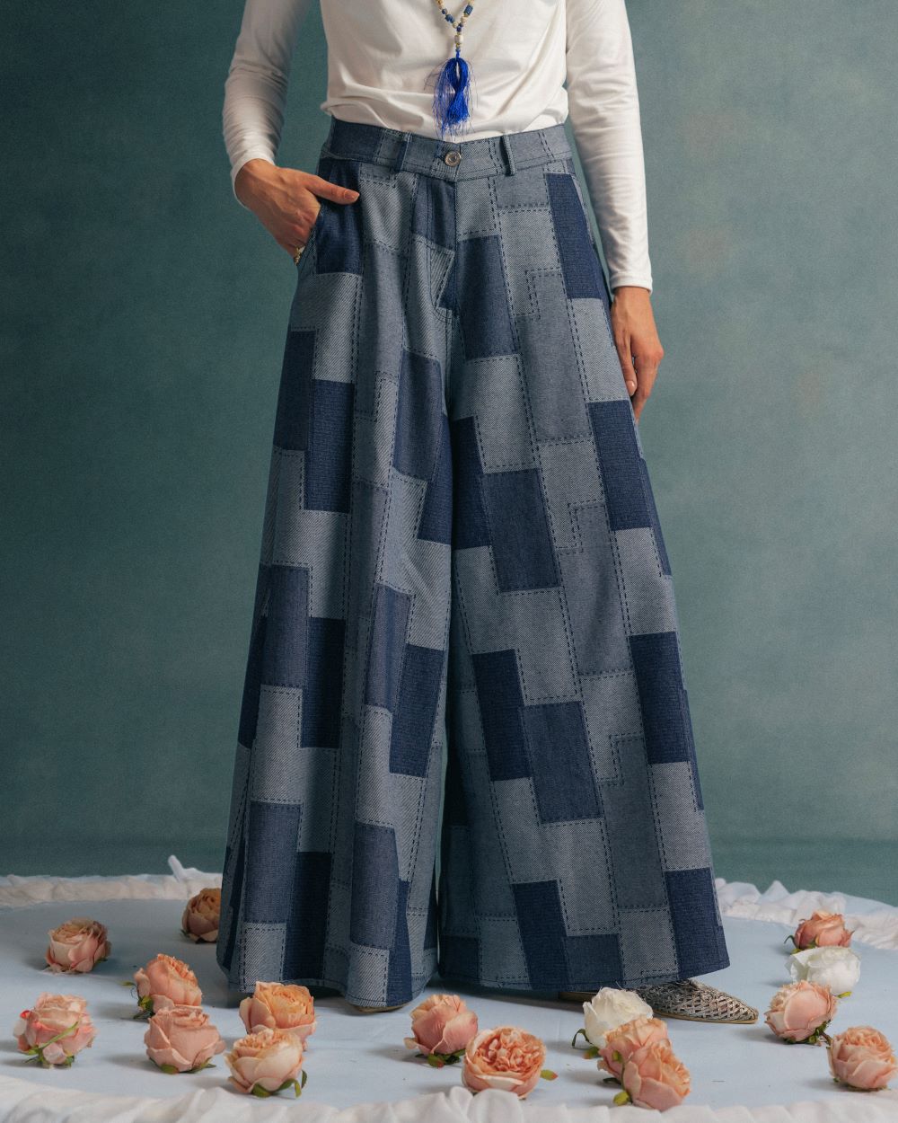 PATCHWORK DENIM PANTS