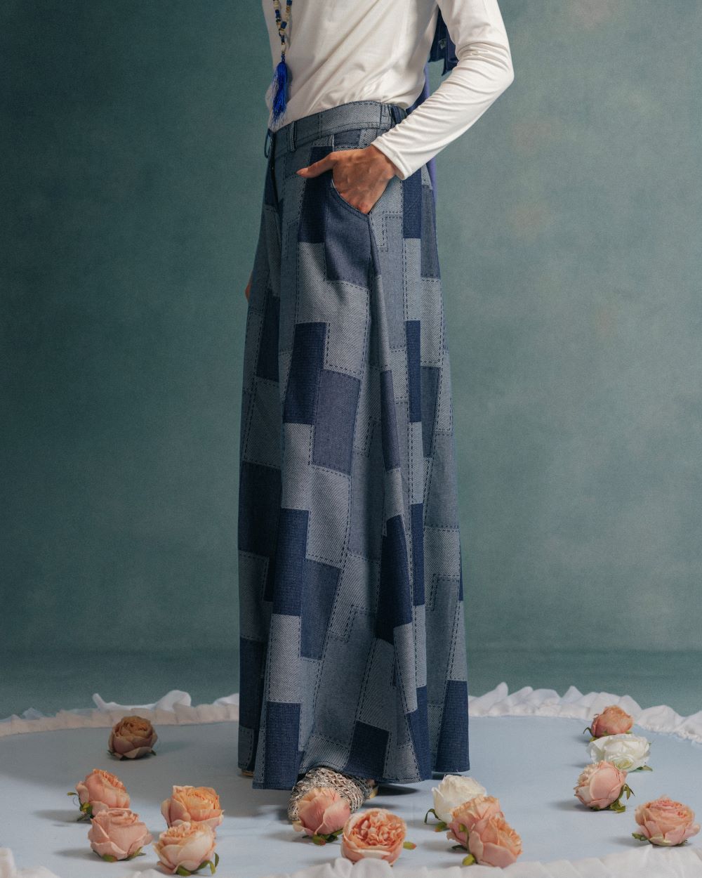 PATCHWORK DENIM PANTS
