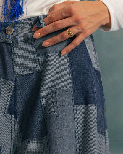 PATCHWORK DENIM PANTS