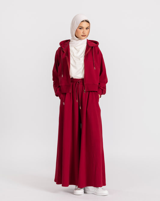 CROPPED KAYAN SET-BURGANDY