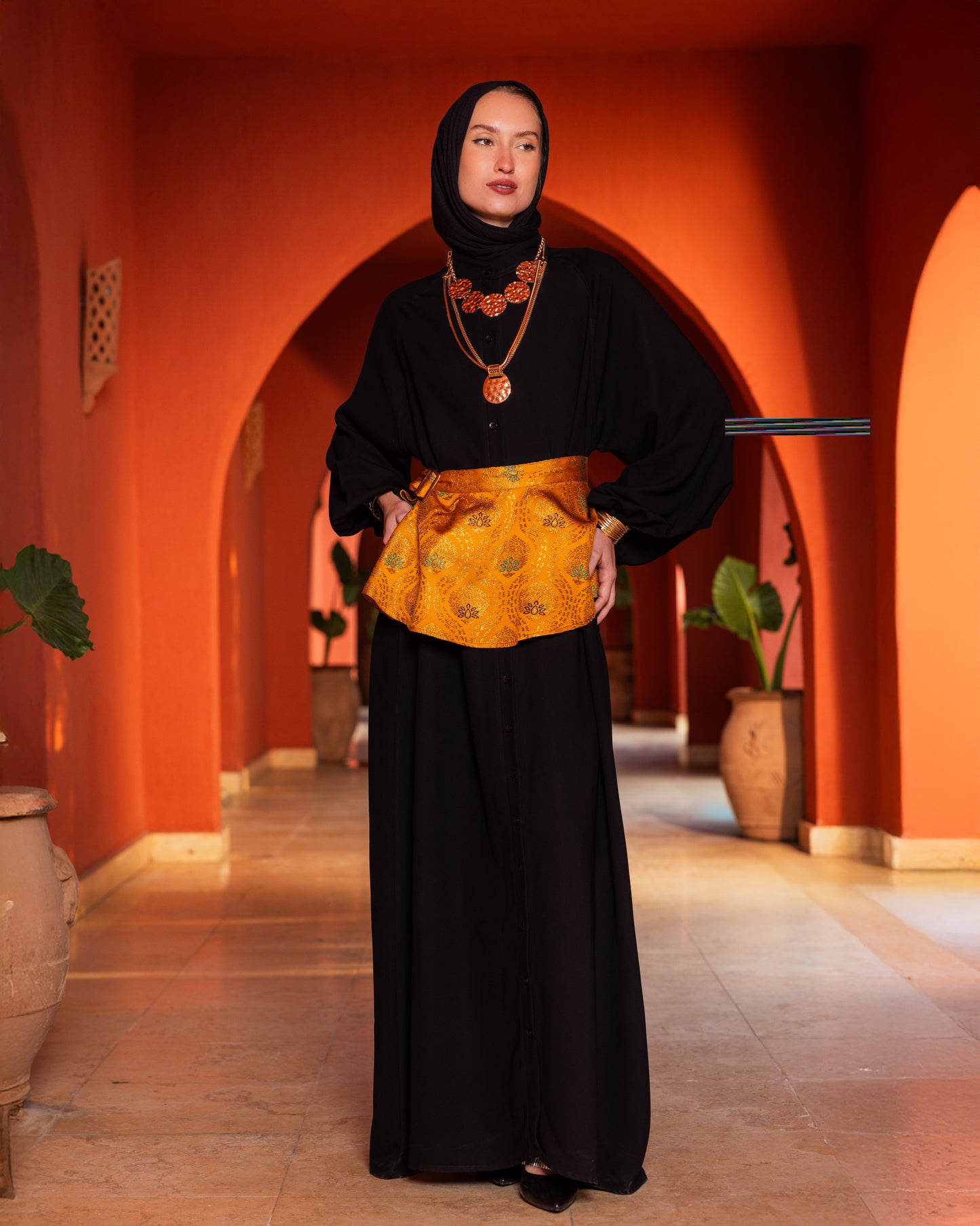 INDIAN THERMA SKIRT-MUSTARD