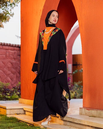 EMBROIDERED LINEN SET BLACK