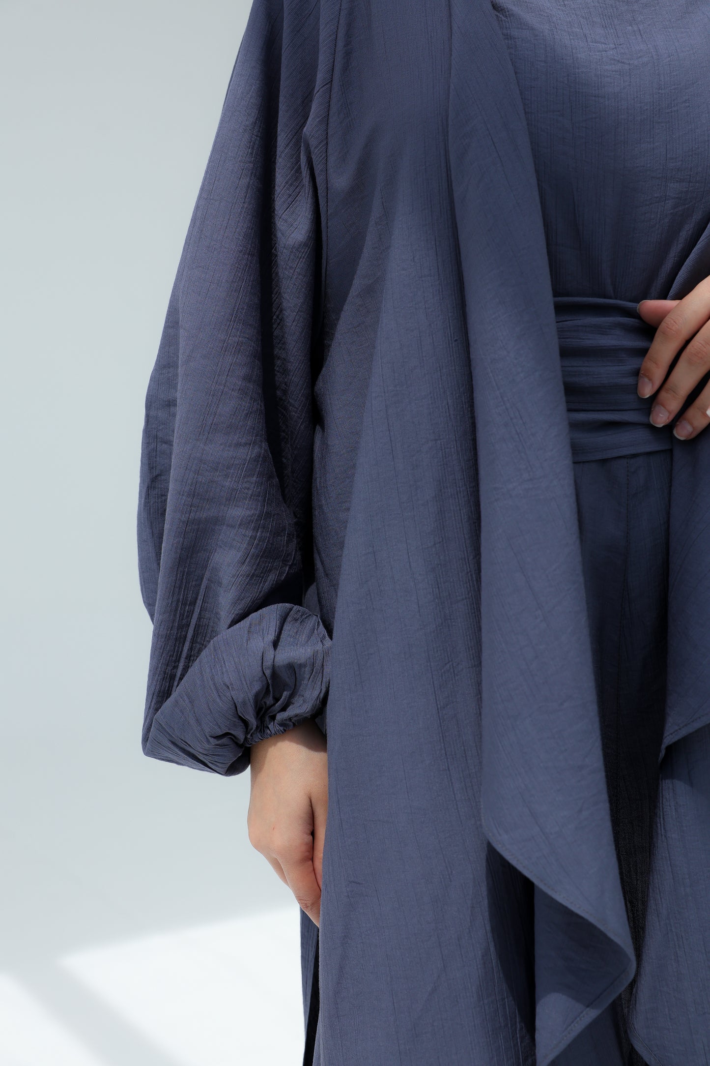 SERENE WIDE LEG JUMPSUIT SET -STEEL BLUE
