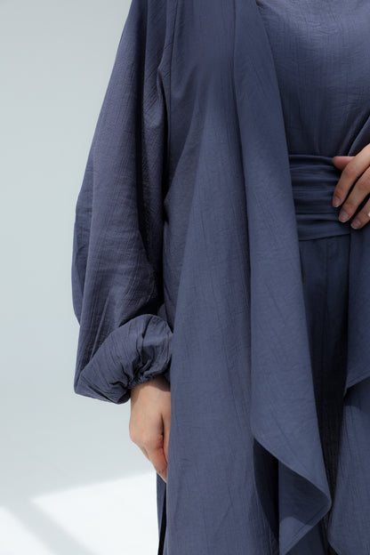 SERENE WIDE LEG JUMPSUIT SET -STEEL BLUE