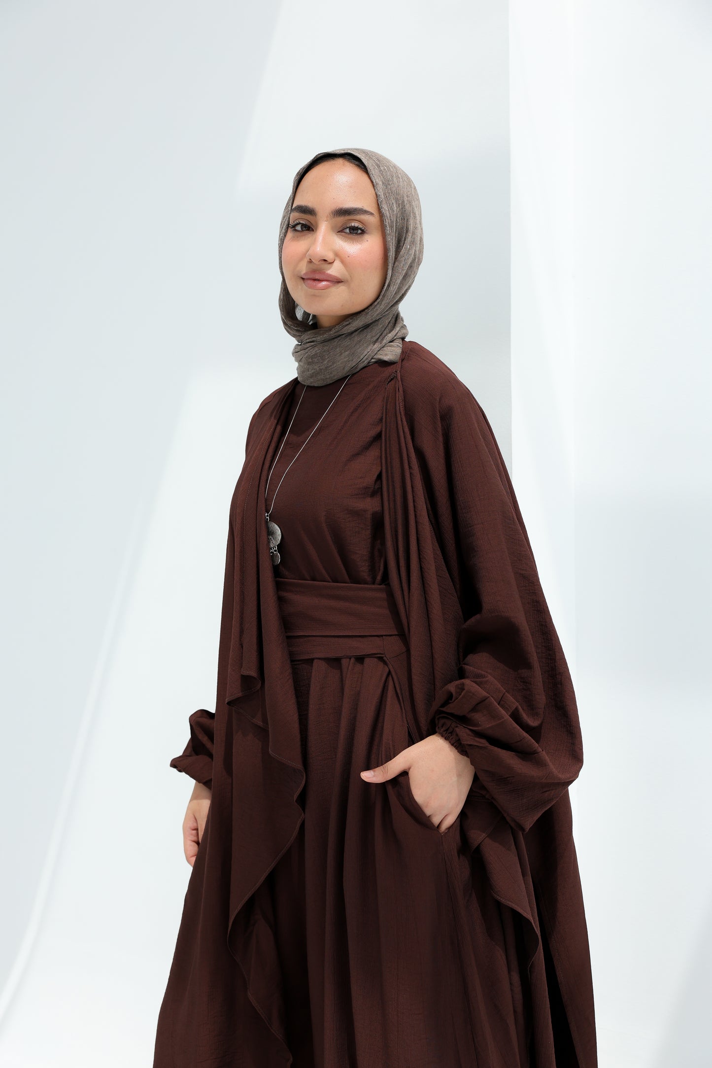 SERENE WIDE LEG JUMPSUIT SET - BROWN
