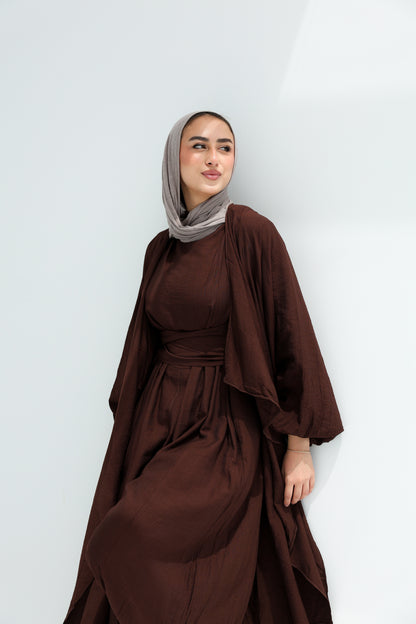SERENE BALLON JUMPSUIT SET - BROWN