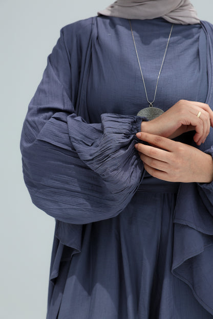 SERENE BALLON JUMPSUIT SET - STEEL BLUE