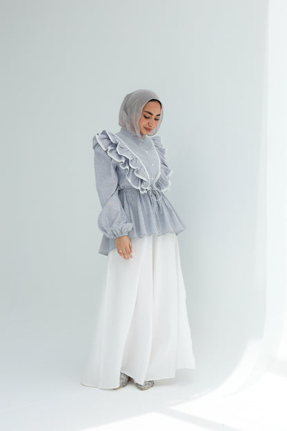 STRIPPED BLOUSE -BABY BLUE