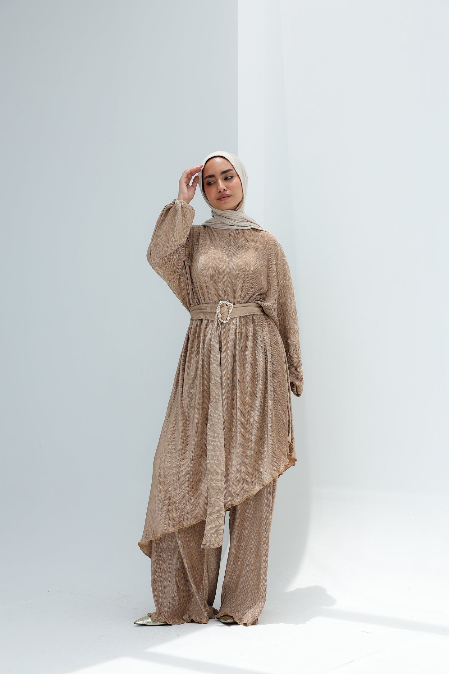 AURA BELTED SET - BEIGE