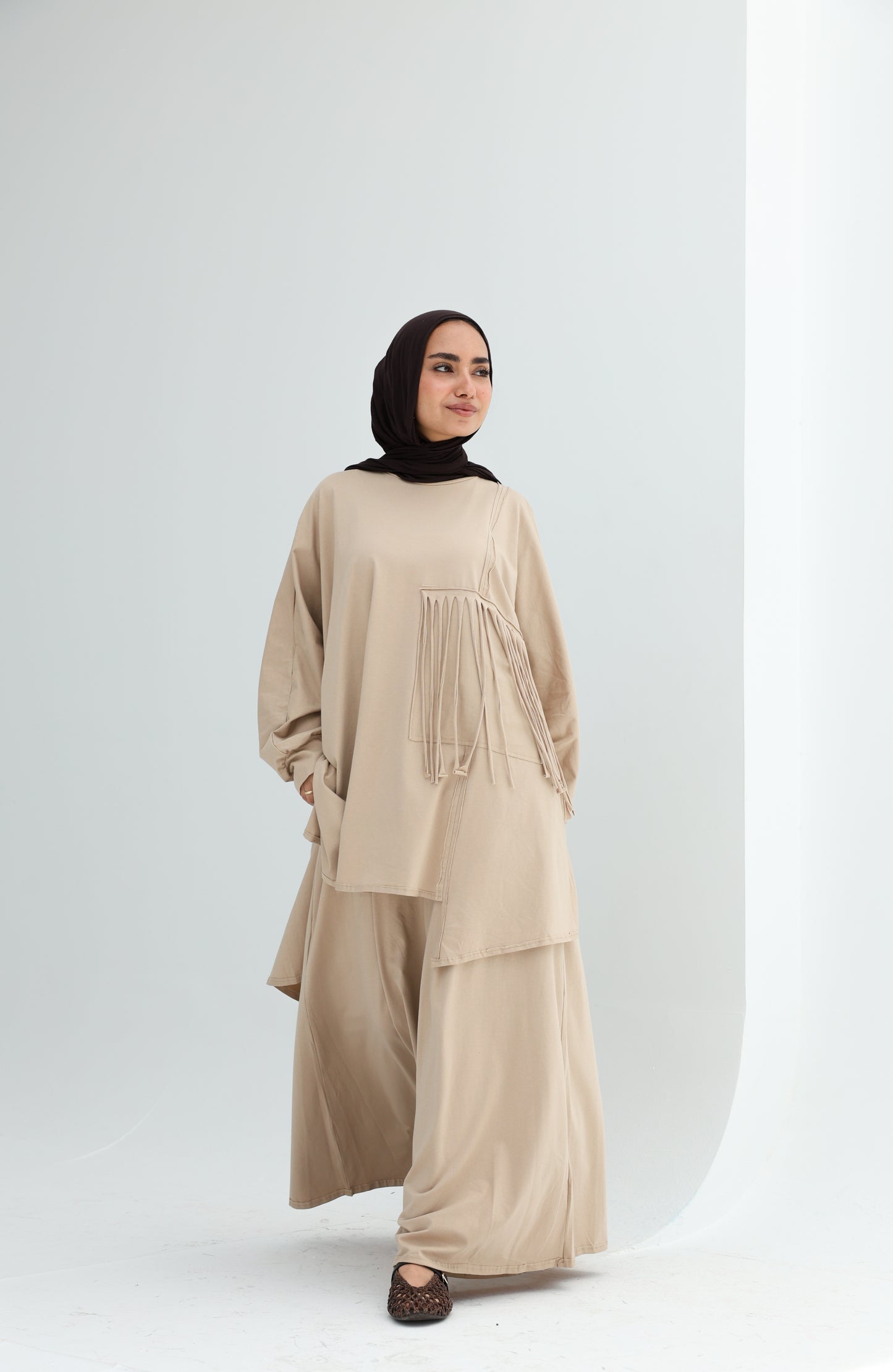 FRINGE FLOW SET - BEIGE