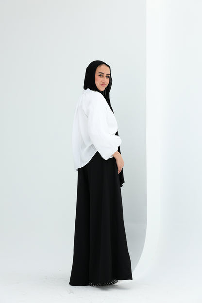 WRAPED WIDE LEG PANTS - BLACK