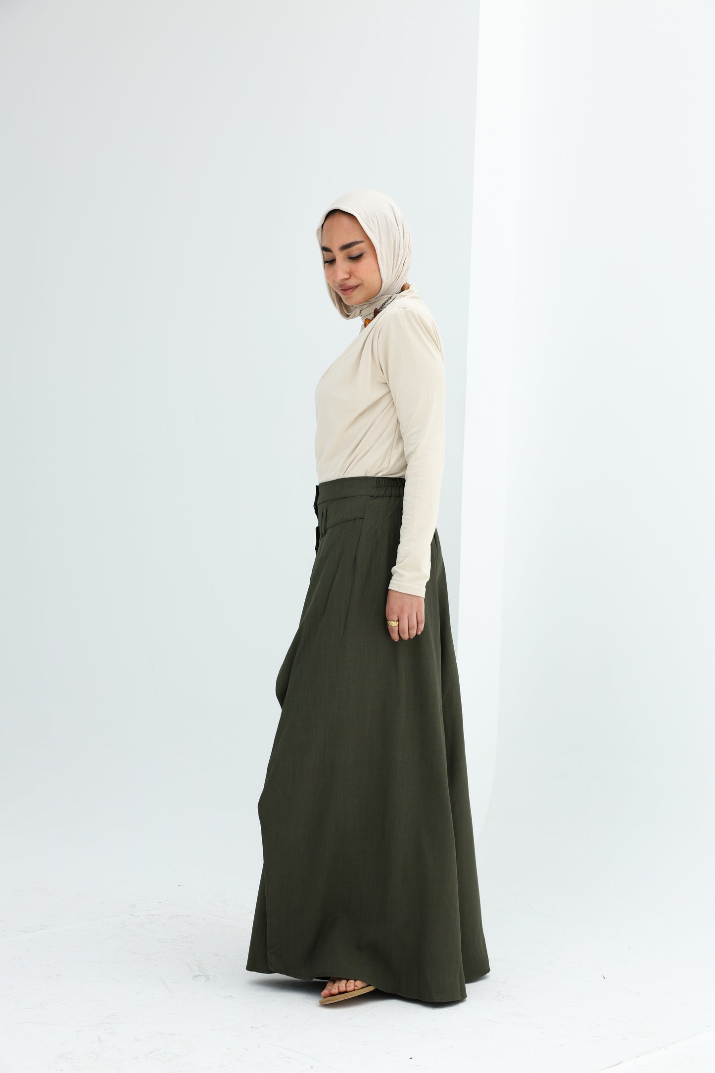 WRAP WIDE LEG PANTS - OLIVE