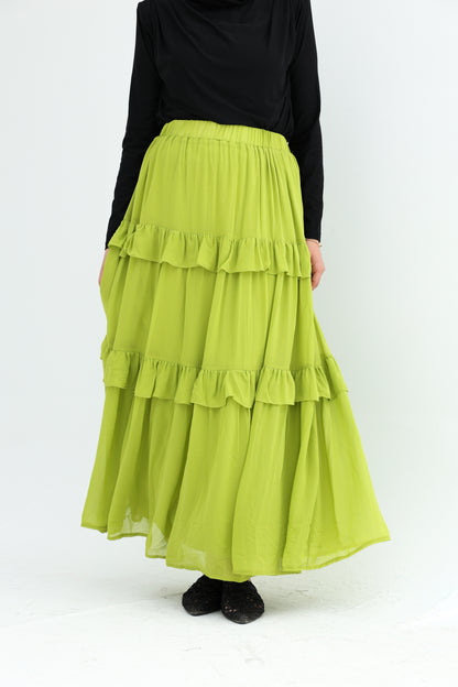 FULLY LINED CHIFFON SKIRT - LEMON