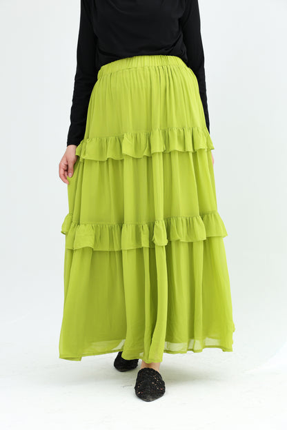 FULLY LINED CHIFFON SKIRT - LEMON