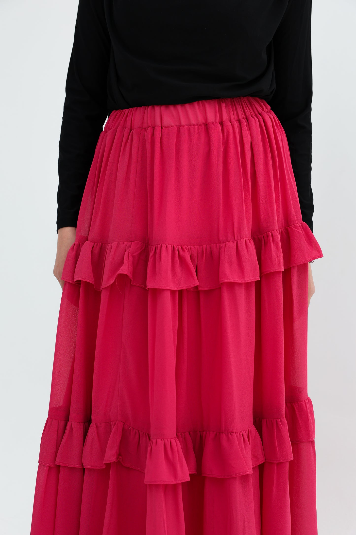 FULLY LINED CHIFFON SKIRT - FUSHIA