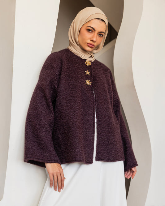 MINIMAL SHORT MOHER JACKET - DARK BERRY