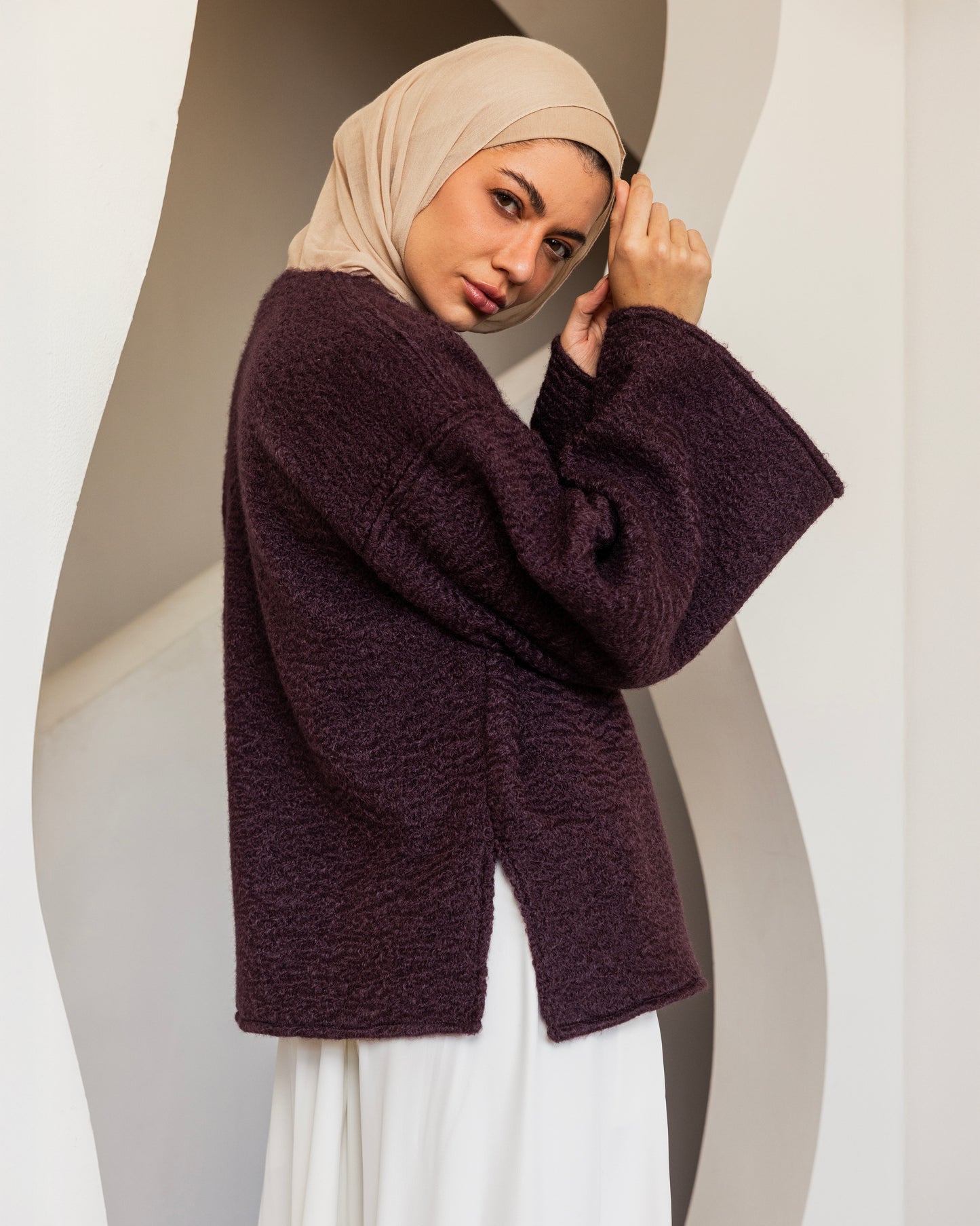 MINIMAL SHORT MOHER JACKET - DARK BERRY