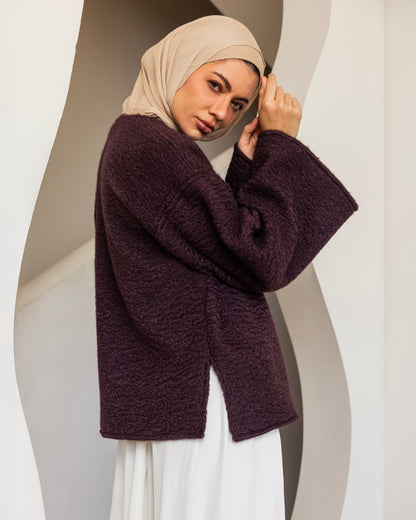 MINIMAL SHORT MOHER JACKET - DARK BERRY