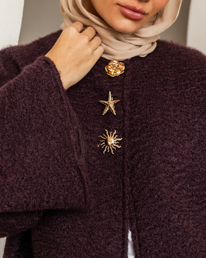 MINIMAL SHORT MOHER JACKET - DARK BERRY