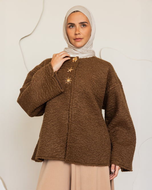 MINIMAL SHORT MOHER JACKET - CAFE