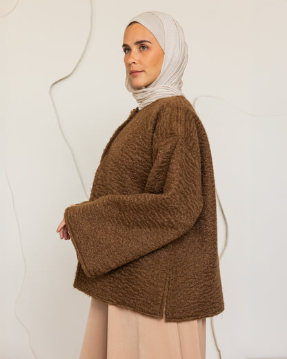 MINIMAL SHORT MOHER JACKET - CAFE