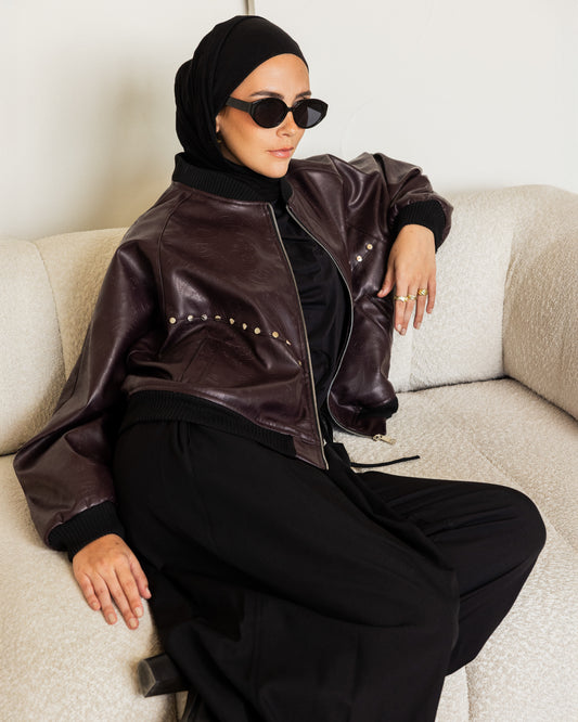 CROPPED OVERSIZED LEATHER JACKET