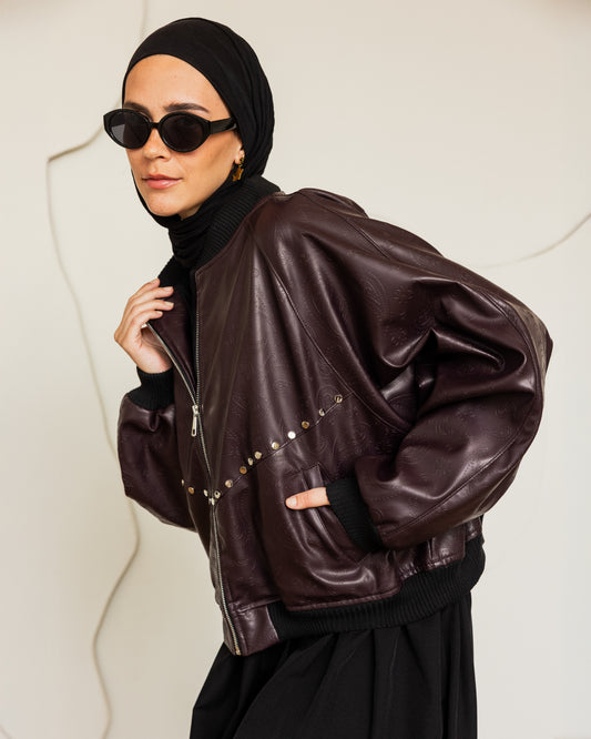 CROPPED OVERSIZED LEATHER JACKET