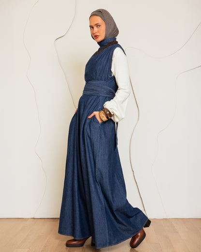 DENIM SLEEVELESS JUMPSUIT