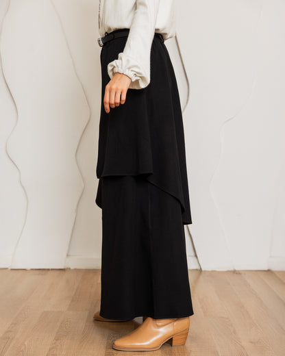 CLASSIC WRAP SKIRT PANTS - BLACK