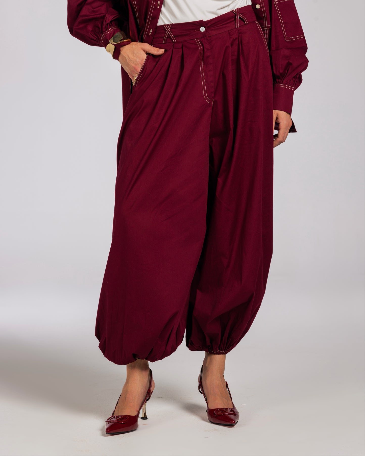 NASMA PANTS-BURGANDY