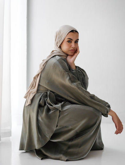 SATIN BLOUSE-OLIVE