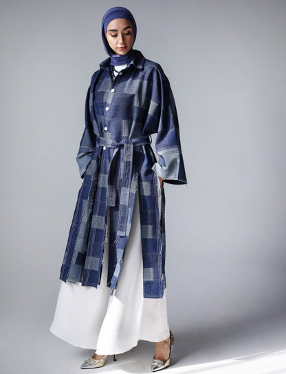 LONG PATCHWORK DENIM JACKET