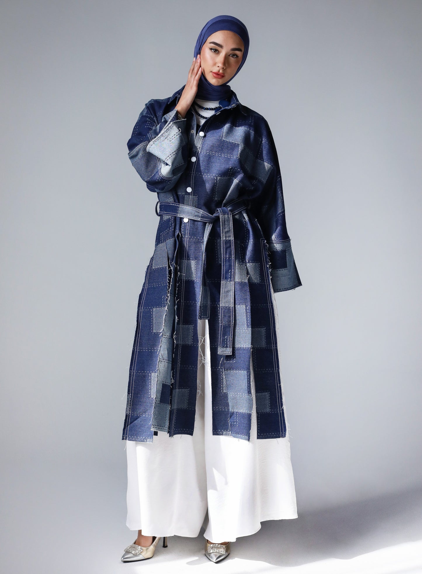 LONG PATCHWORK DENIM JACKET