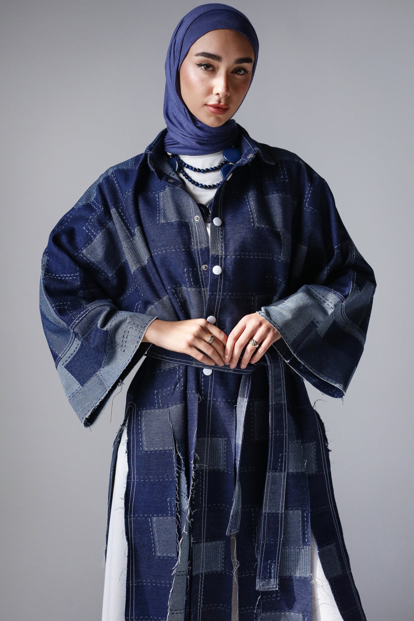 LONG PATCHWORK DENIM JACKET