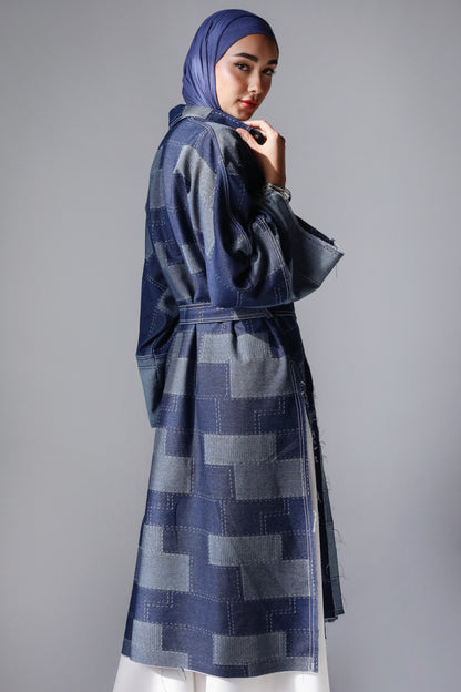 LONG PATCHWORK DENIM JACKET