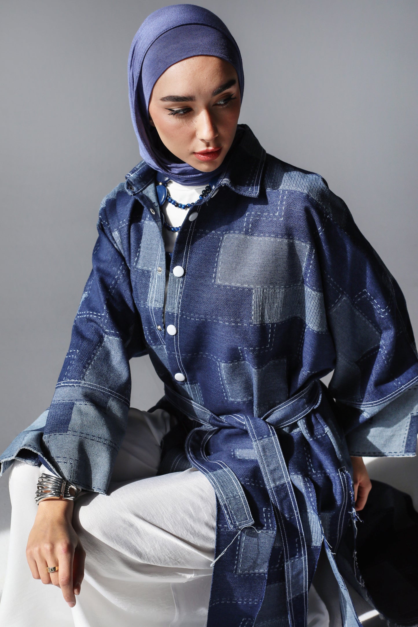 LONG PATCHWORK DENIM JACKET