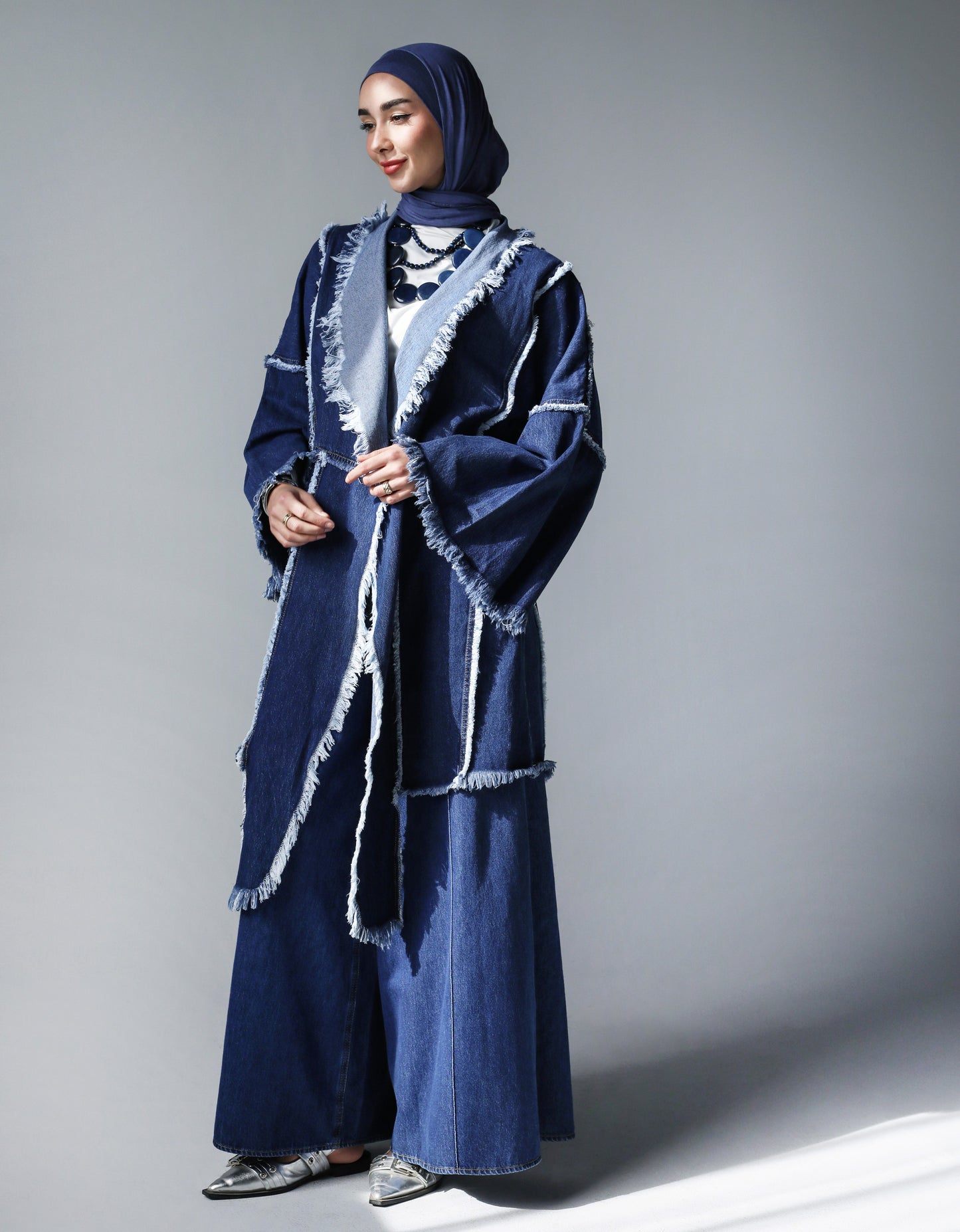 BOHO DENIM JACKET-DARK BLUE