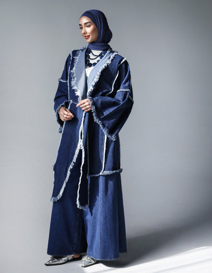 BOHO DENIM JACKET-DARK BLUE