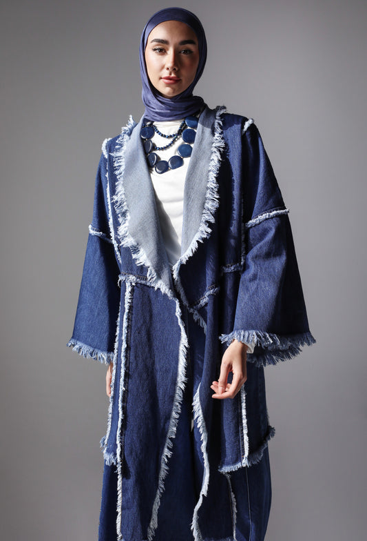 BOHO DENIM JACKET-DARK BLUE