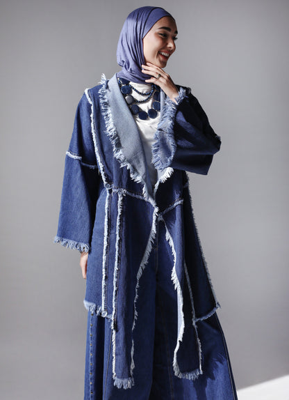 BOHO DENIM JACKET-DARK BLUE