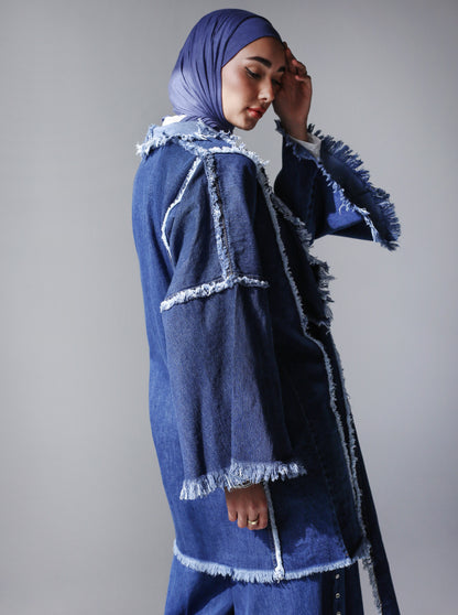 BOHO DENIM JACKET-DARK BLUE