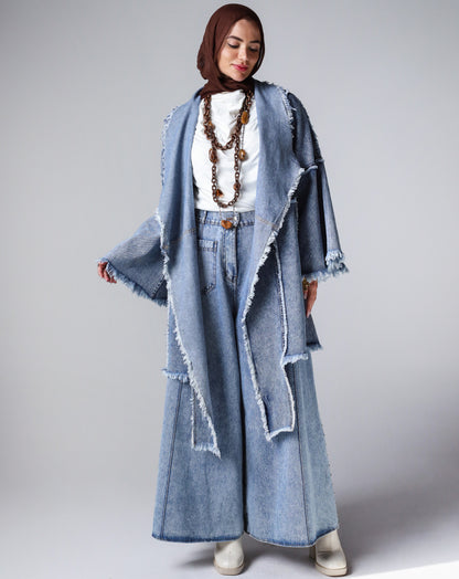 BOHO DENIM JACKET -LIGHT BLUE